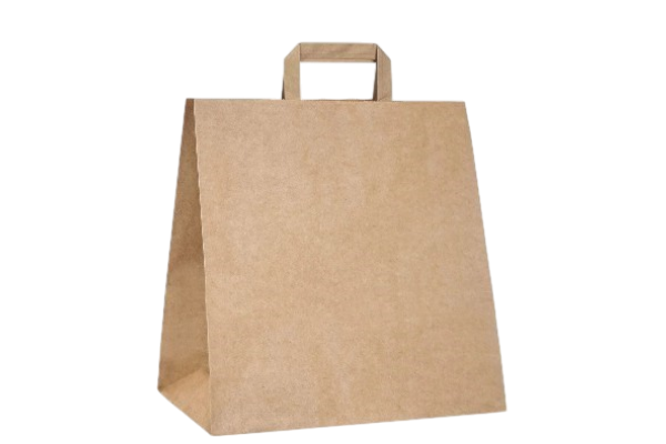 Tσάντα χάρτινη kraft take away με ενισχυμένο εσω χεράκι  (26x17x29cm) 250τεμ.